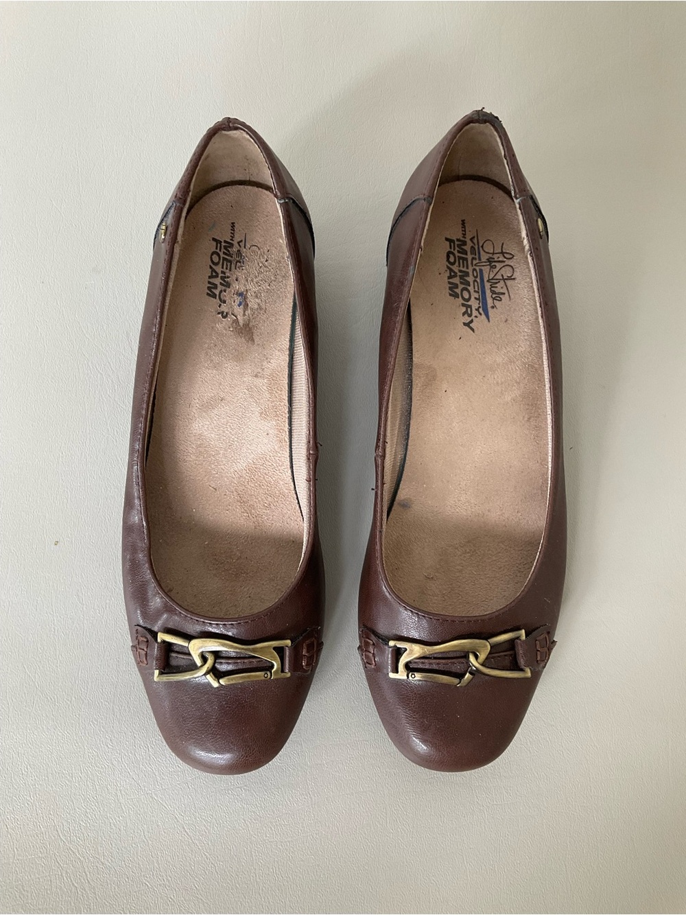 LifeStride, Brown Loafers with Gold Accents